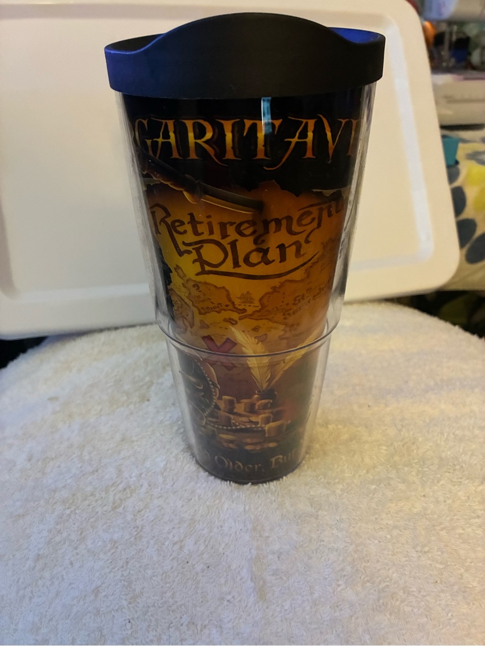 Official Margaritaville Black and Gold 'Retirement Plan' insulatedTravel Tumbler